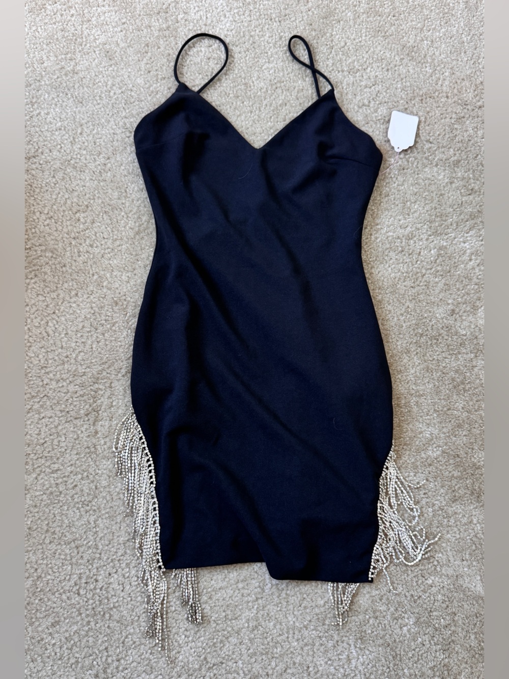 Black Dress with Fringe Straps